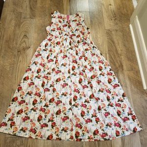 Vintage Handmade Romantic Boho Midi Dress Postcard From Paris Floral Butterflies
